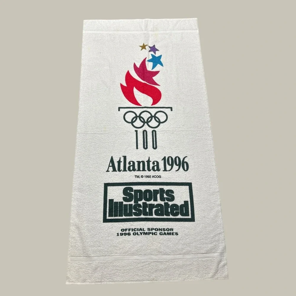 Vintage Dundee Beach Towel White 1996 Atlanta Olympics Sports Illustrated Cotton